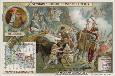 The Ostrogoths, led by their king Theodoric, crossing the Alps, 489  af European School